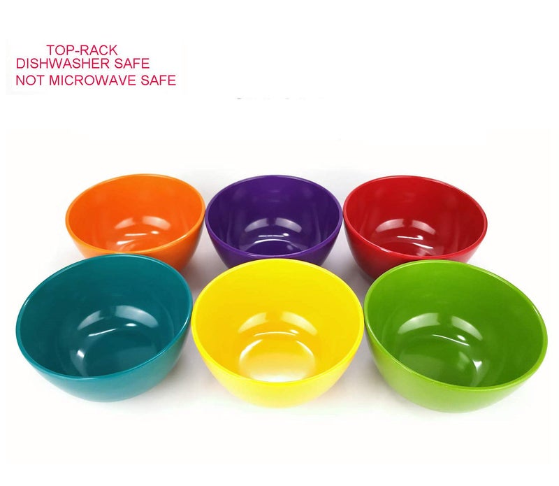 KX-WARE Melamine Bowls set - 28oz 6inch 100% Melamine Cereal/Soup/Salad Bowls, Set of 12 in 6 Assorted Colors | Shatter-Proof and Chip-Resistant Dishwasher Safe, BPA Free - Image 4